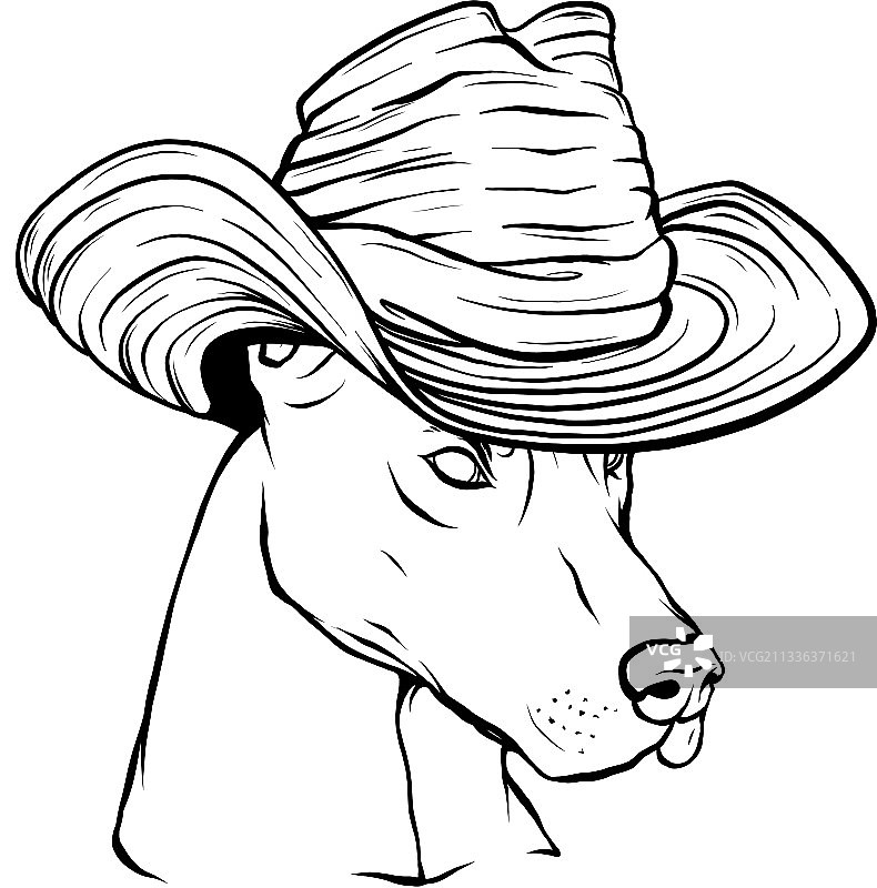 黑白杜宾犬头部绘画图片素材