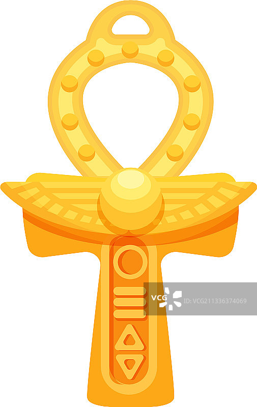 古埃及神圣黄金十字架与安卡戒指图片素材