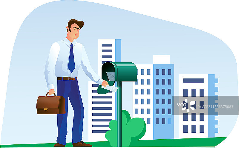 商人查看邮箱图片素材