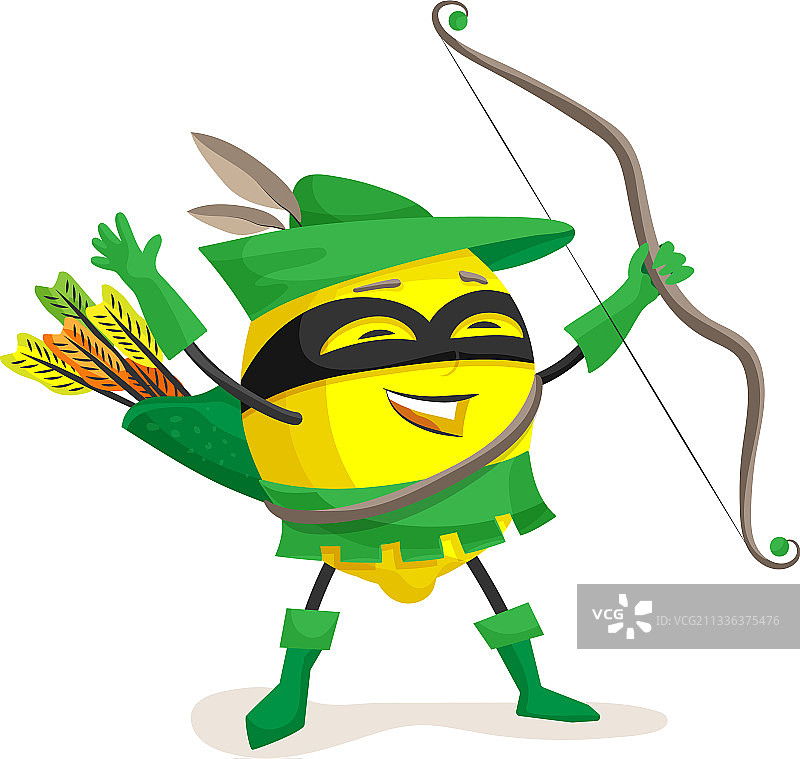 装扮成罗宾汉的可爱柠檬图片素材