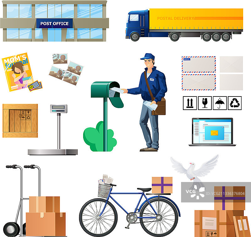 邮政服务大楼邮件运输图片素材