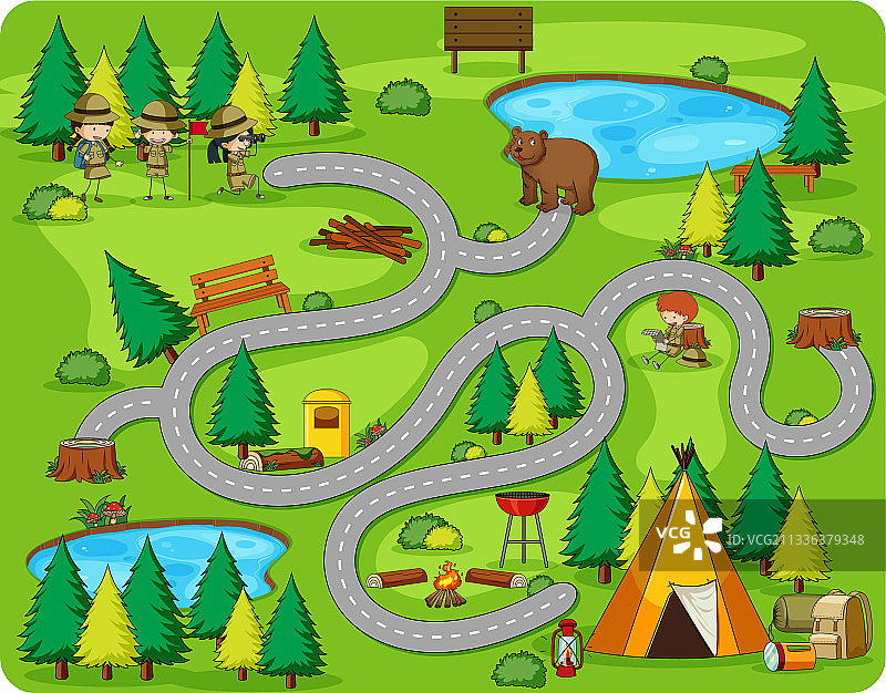 可爱卡通迷宫游戏模板图片素材