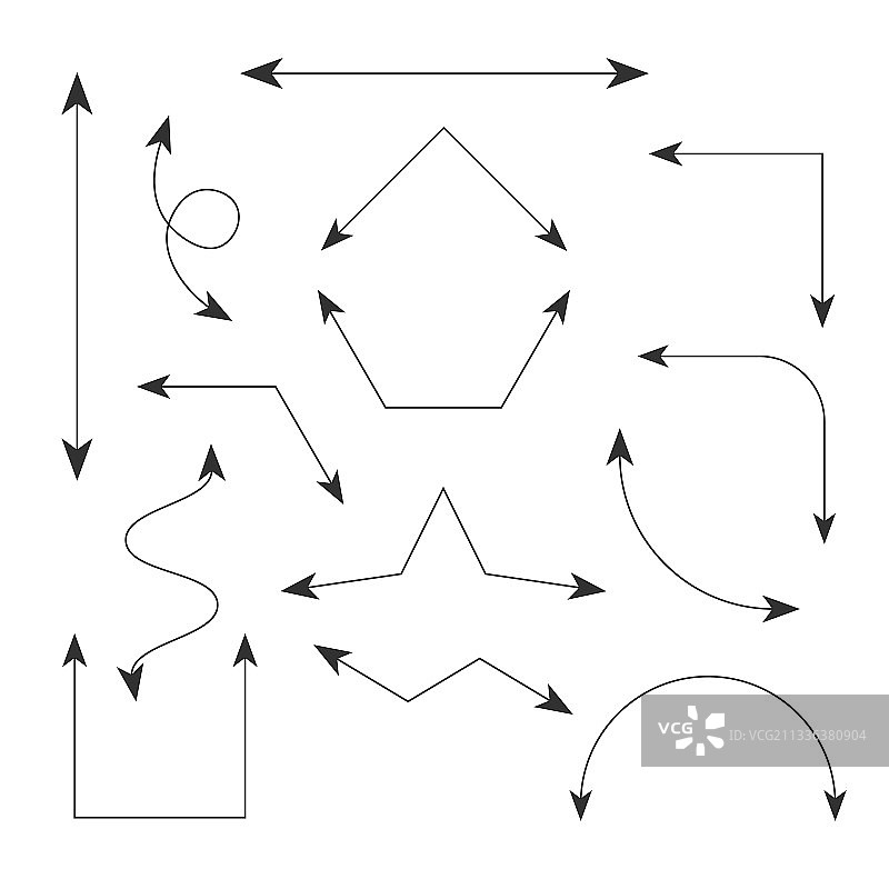 带虚线可编辑的双箭头图标集图片素材