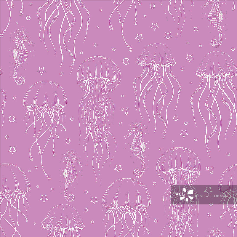 紫罗兰色水母海马纹理图片素材