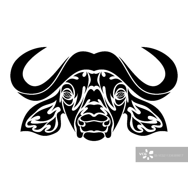 手绘抽象水牛肖像图片素材