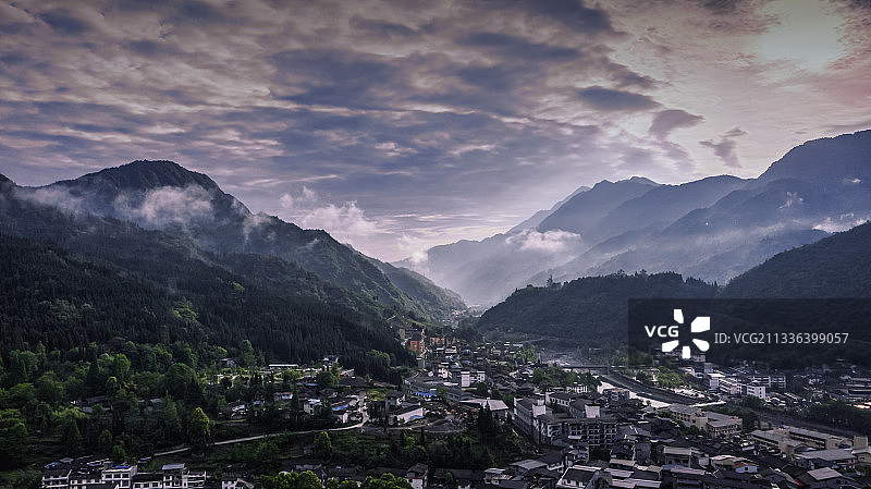 四川阿坝州汶川水磨古镇图片素材