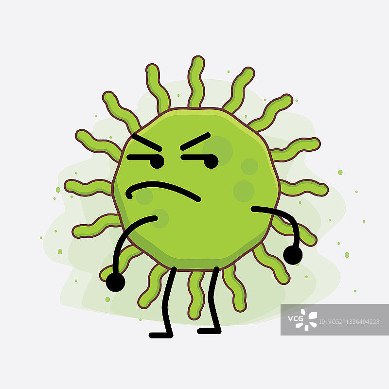病毒可爱的角色与简单的脸和手图片素材