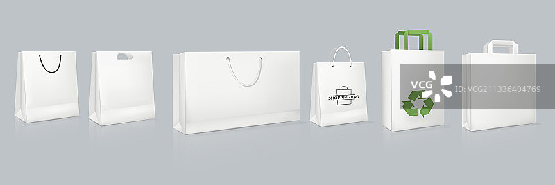 逼真的白色纸袋样机图片素材
