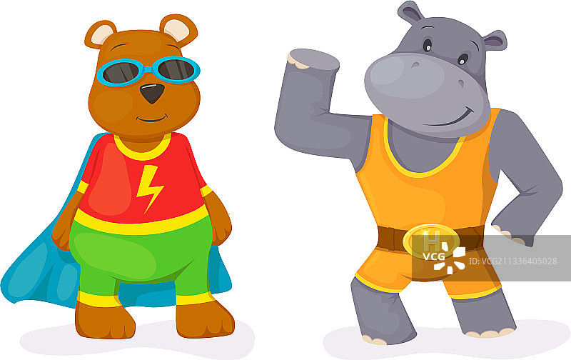 带超级英雄斗篷的动物儿童图片素材