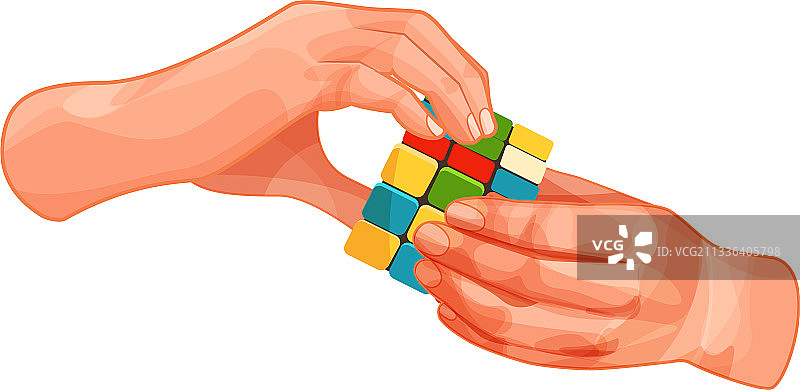 手持彩色游戏魔方图片素材