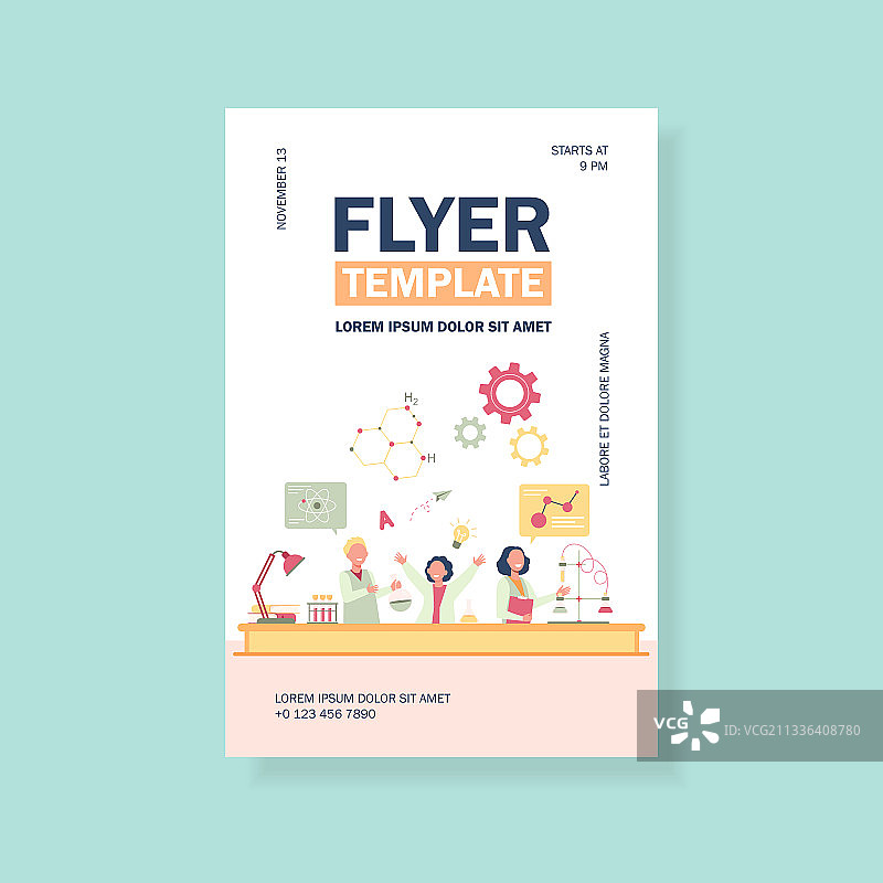 在化学课上学习的快乐儿童图片素材