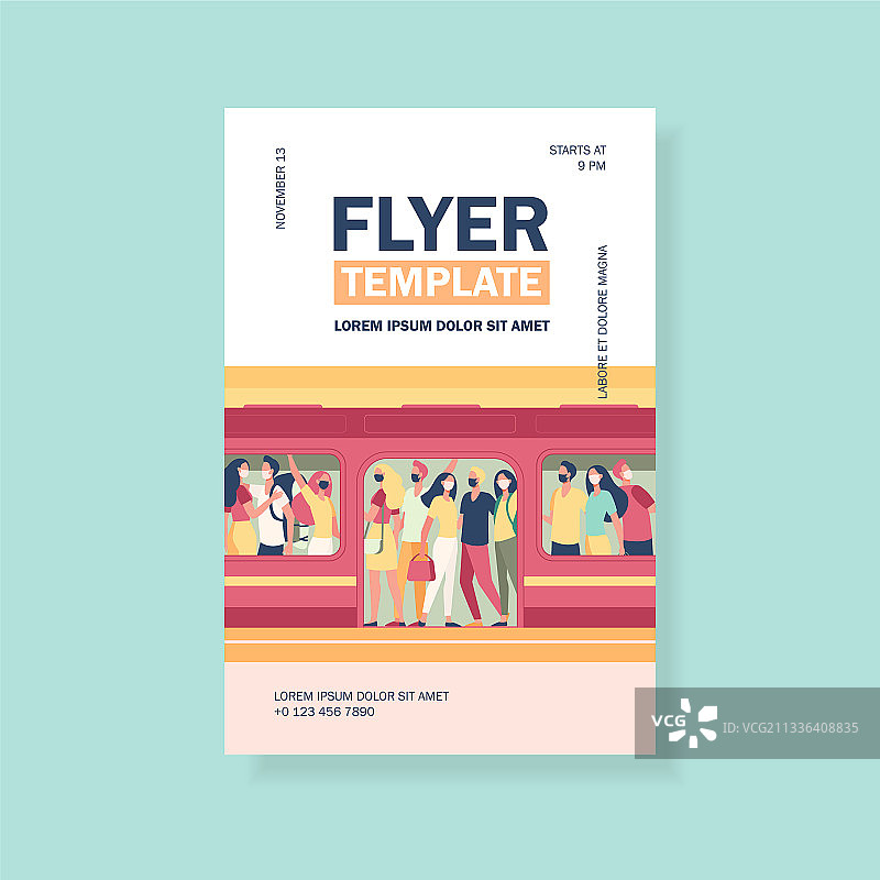 戴着口罩站在地铁里的人群图片素材