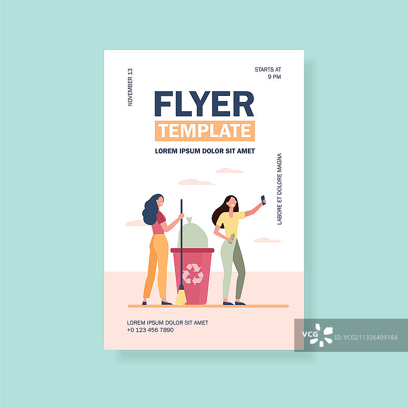 志愿者捡垃圾并自拍图片素材