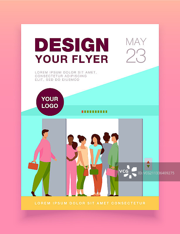 男子进入拥挤的电梯图片素材