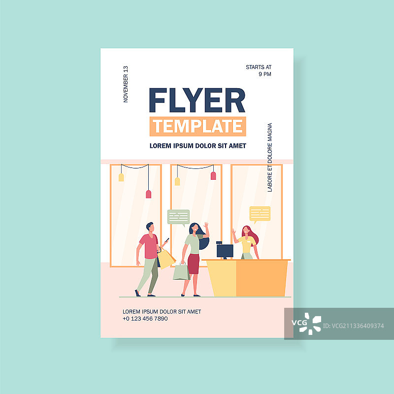 在商店购物和排队等候的人们图片素材