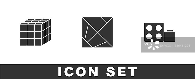 魔方和积木玩具套装图片素材