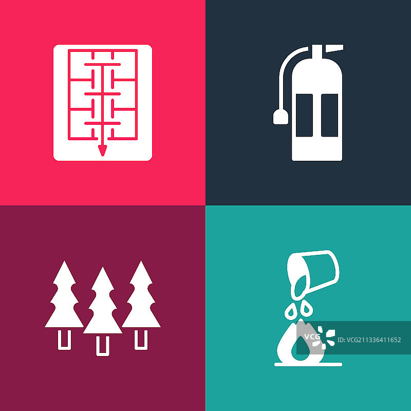 波普艺术水桶灭火森林套装图片素材