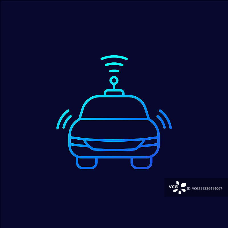 自动驾驶汽车细线图标图片素材