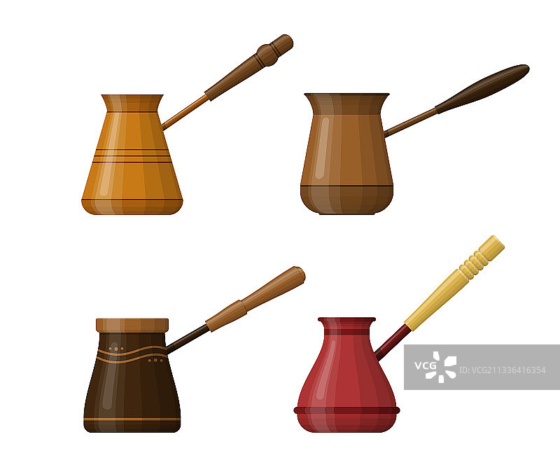 白色背景上的咖啡壶套装图片素材