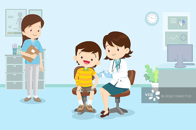 医生为男孩注射疫苗图片素材