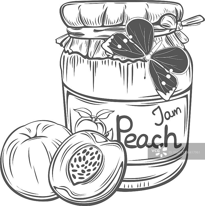 桃子果酱罐子图片素材