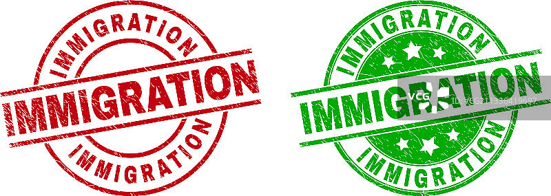 橡胶风格的移民圆形徽章图片素材