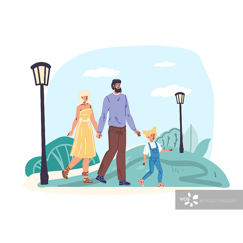 扁平风卡通家庭人物父母和孩子图片素材