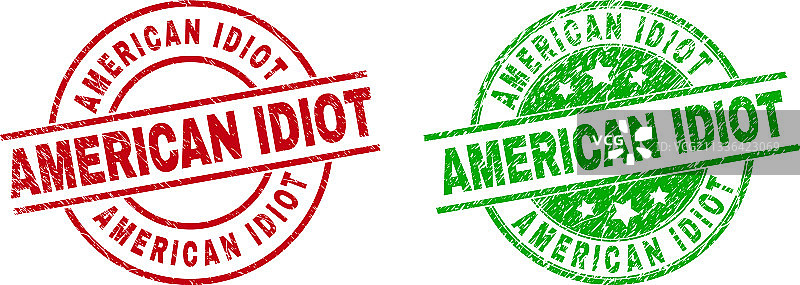 使用粗糙纹理的美国白痴圆形印章图片素材