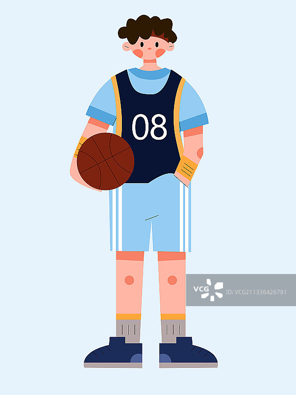 扁平风格人物素材之篮球boy图片素材