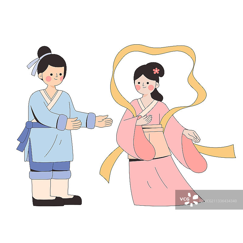 牛郎织女矢量插画图片素材