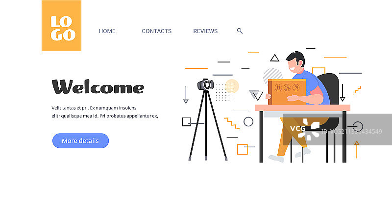 男人博主打开包裹箱录制开箱视频图片素材