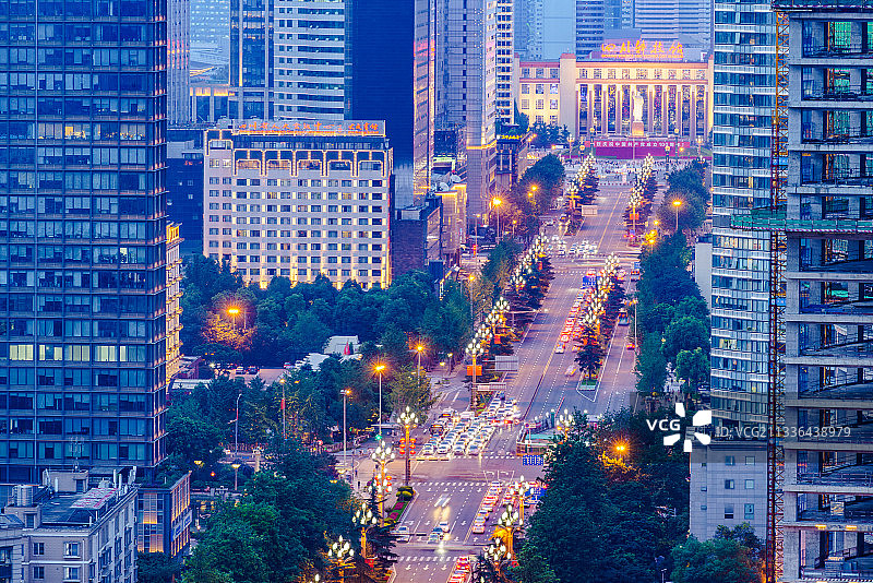 成都武侯区人民南路夜景图片素材