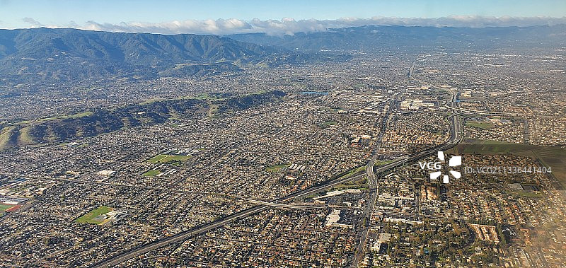 美国加利福尼亚州圣何塞城市航拍图片素材