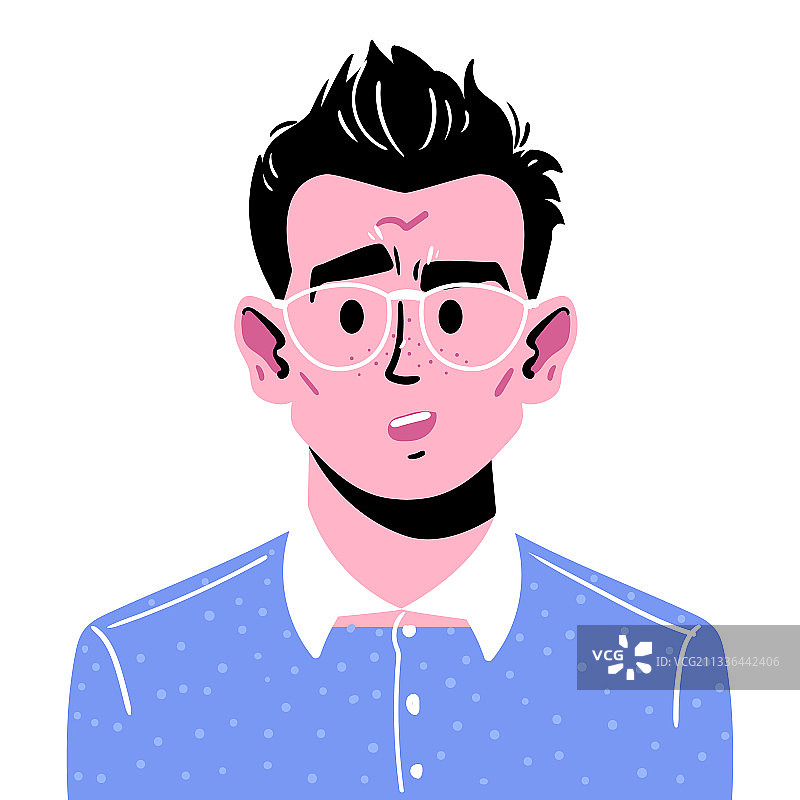 戴眼镜的年轻男子惊讶肖像图片素材