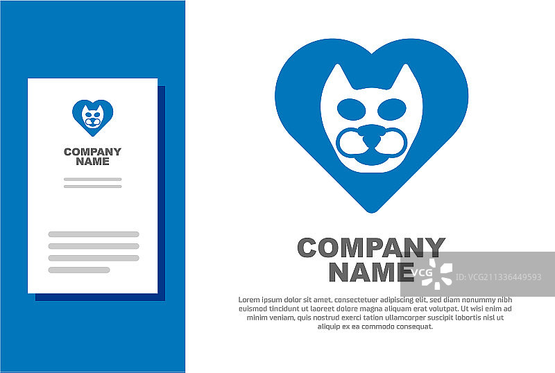 白色背景上的蓝色爱心猫咪图标图片素材