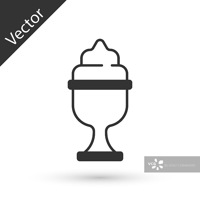 白色背景上的灰色碗装冰淇淋图标图片素材