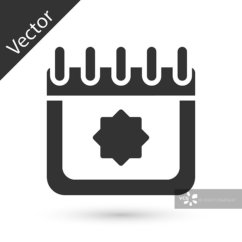 白色背景上隔离的灰色斋月日历图标图片素材