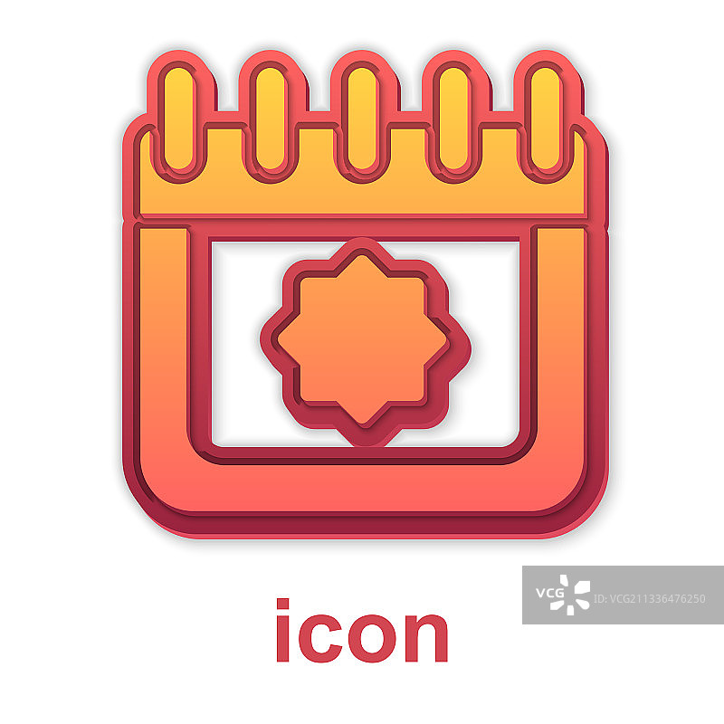 金色斋月历图标，白色背景图片素材