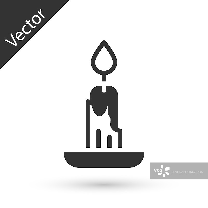白色背景上的灰色燃烧蜡烛图标图片素材