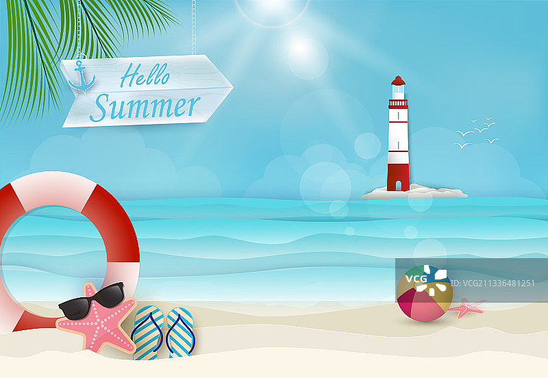 夏季灯塔航海背景图片素材