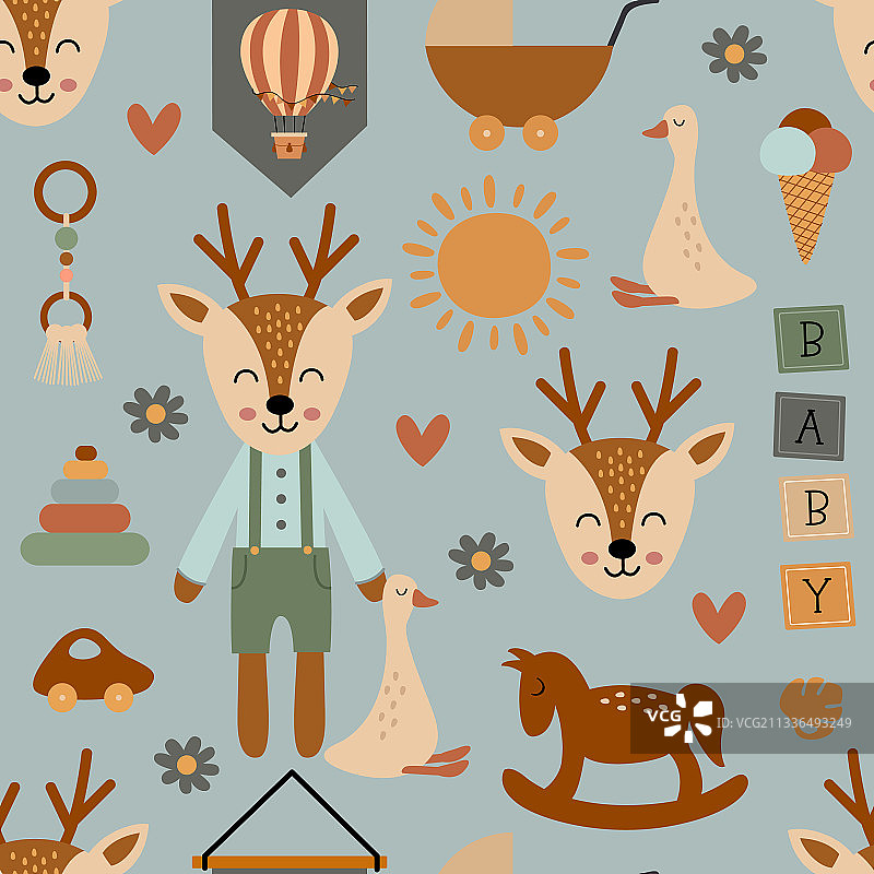 可爱的鹿无缝图案图片素材