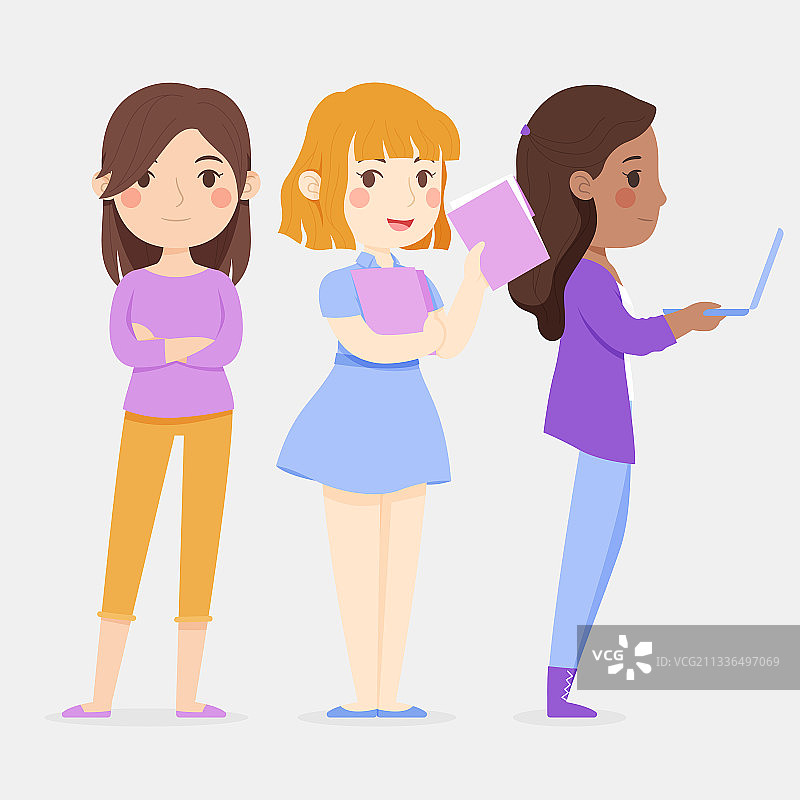 手绘扁平风自信女企业家图片素材