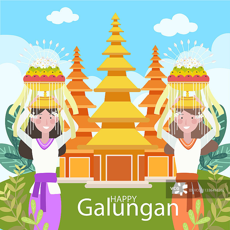 手绘Galungan节图案图片素材