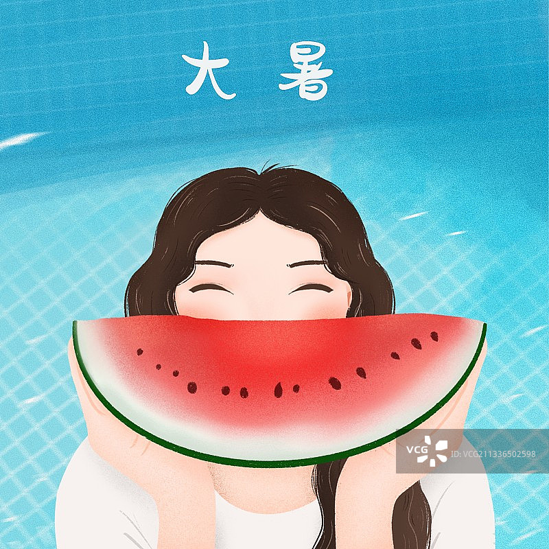 夏天女孩西瓜图片素材