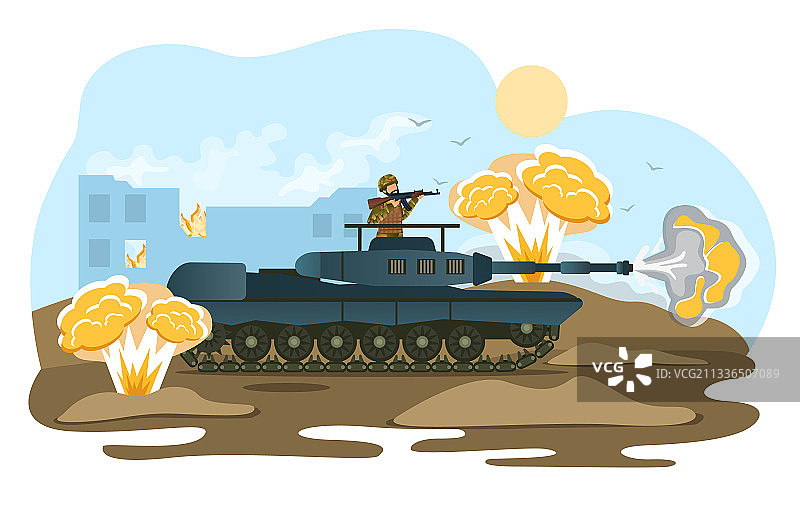 乘坐坦克的士兵图片素材