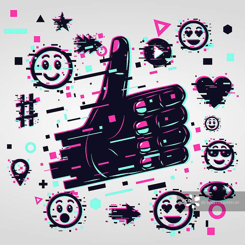 故障艺术风格与人手图片素材