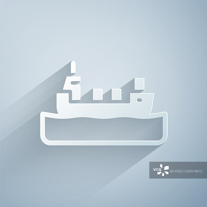 灰色背景上的纸艺风格油轮图标图片素材