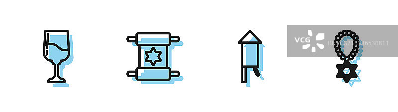 烟花火箭犹太圣杯律法等线性图标图片素材