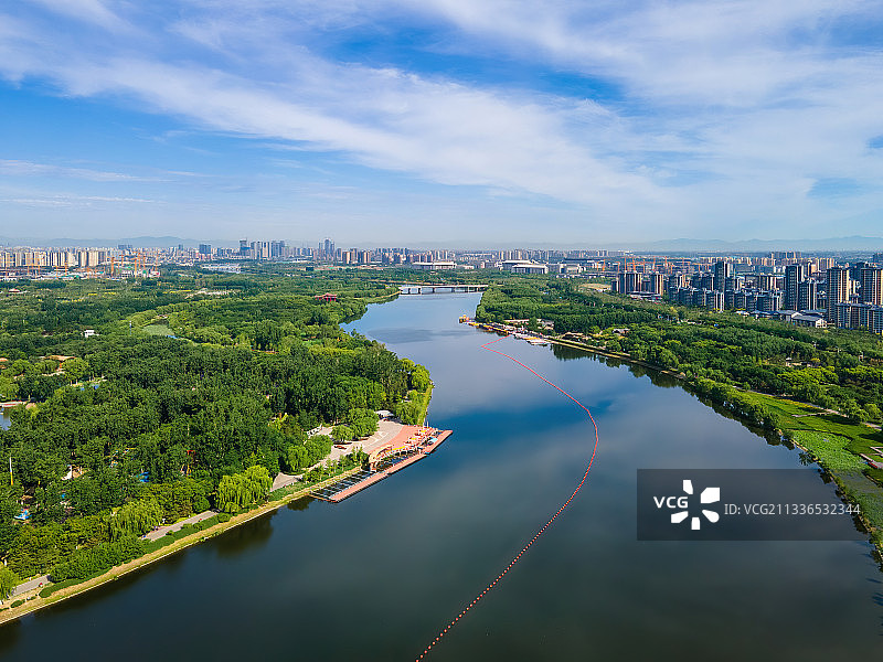 航拍北京通州大运河森林公园图片素材