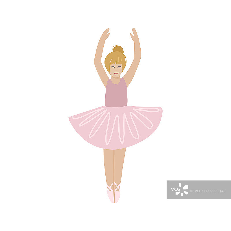 跳舞的可爱小金发芭蕾舞女孩图片素材